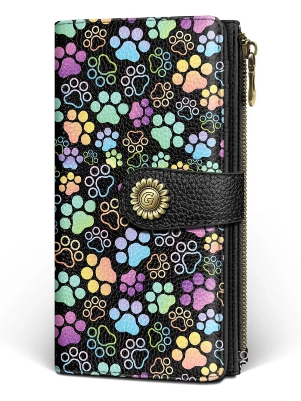 Cute Puppy Dog Paw Wallet for Women | RFID Blocking Bifold, 11 Card Slots